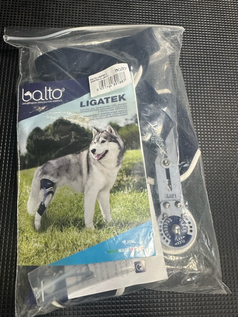 Balto Ligatek Dog Left Knee Brace - Navy Blue Support Brace for large Dogs